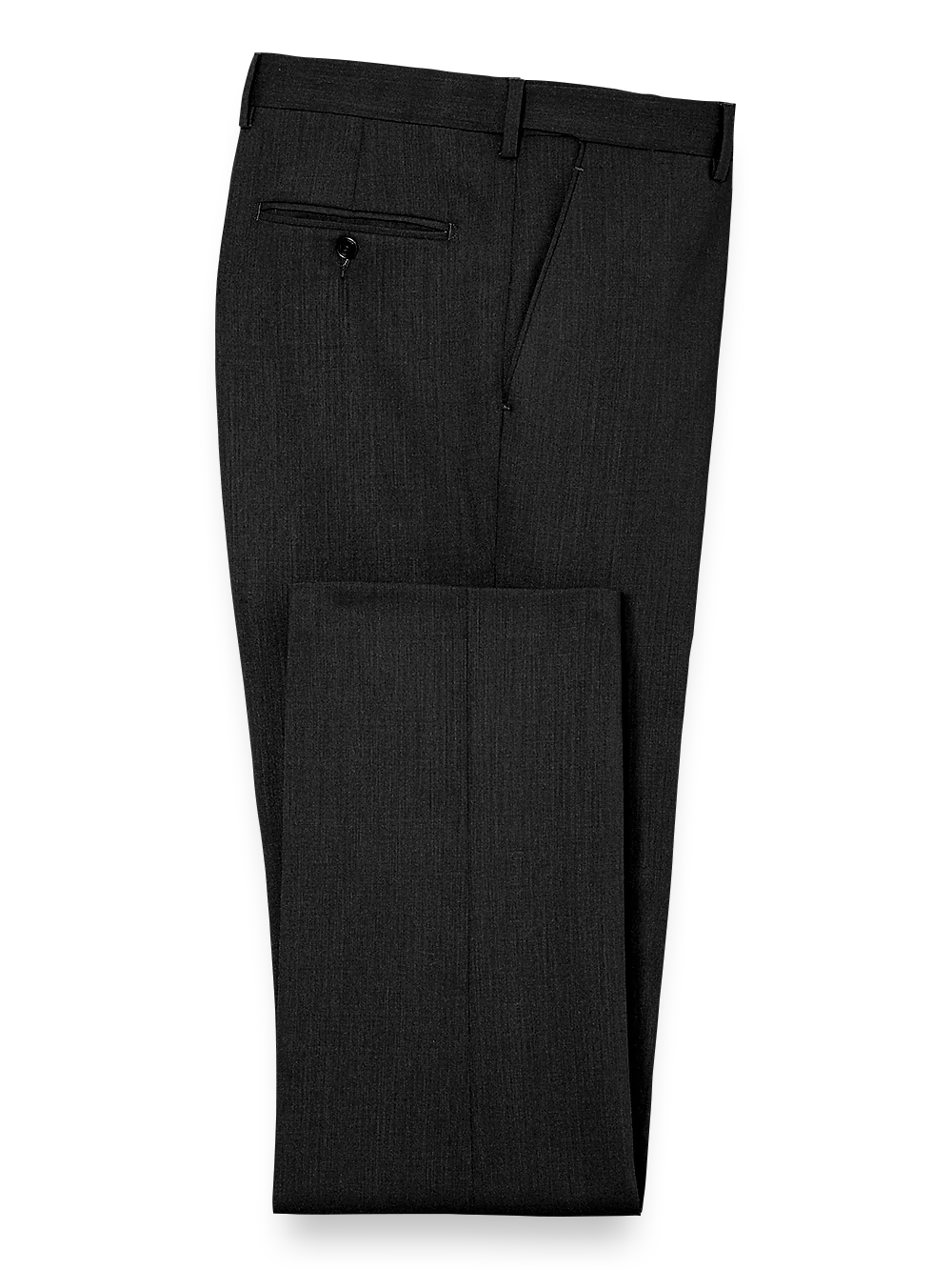 Tailored Fit Essential Wool Flat Front Pants - Black