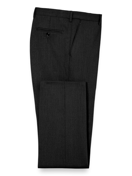 Tailored Fit Essential Wool Flat Front Pants - Black