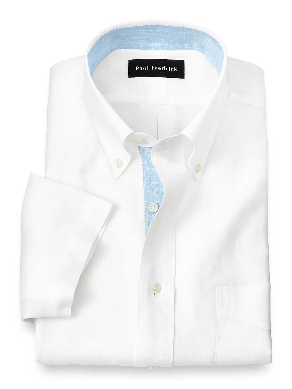 Non-Iron Linen Solid Dress Shirt With Contrast Trim - White