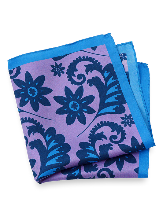 Floral Silk Pocket Square - Purple Multi