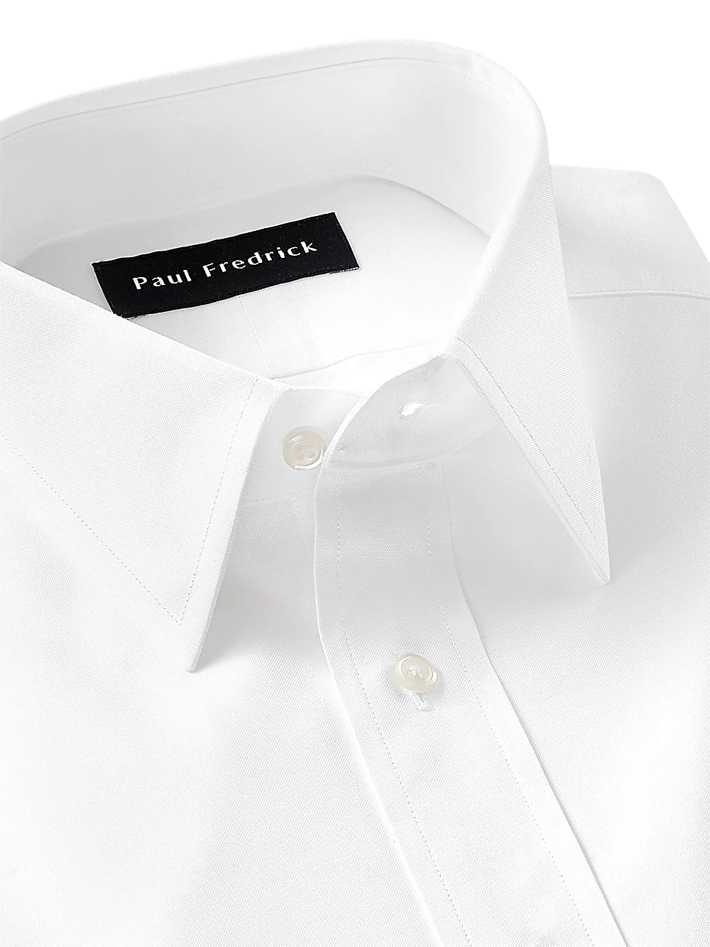 Pure Cotton Pinpoint Solid Color Straight Collar Dress Shirt - White