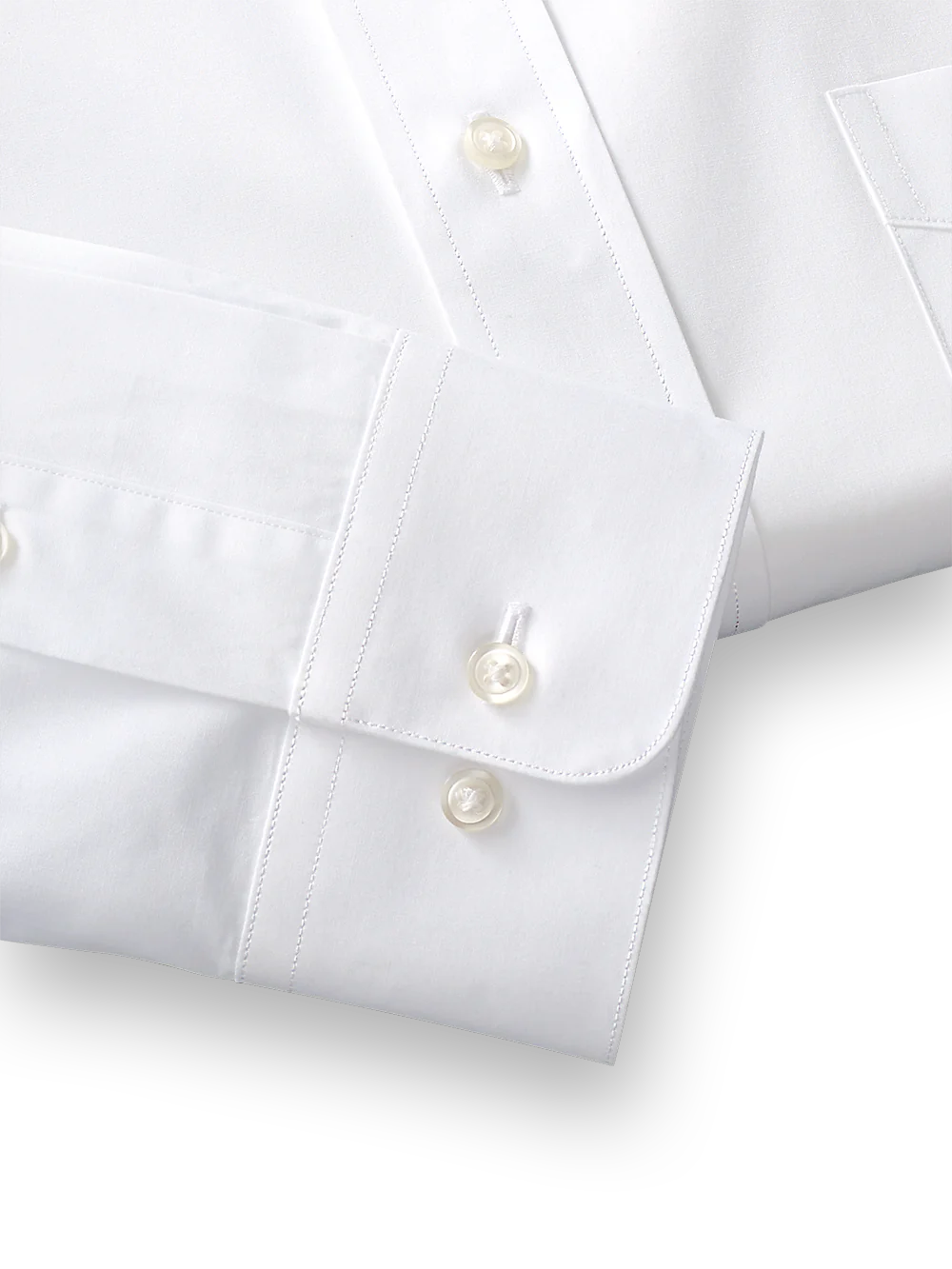 Pure Cotton Broadcloth Solid Color Cutaway Spread Collar Dress Shirt - White