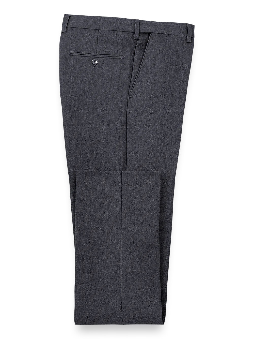 Microfiber Herringbone Flat Front Pants - Grey