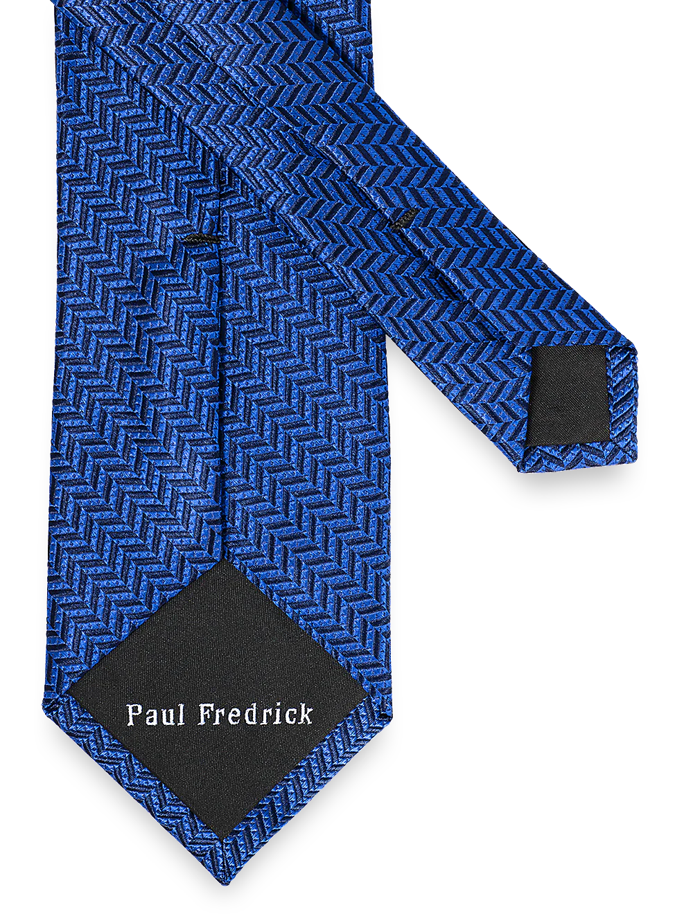 Herringbone Woven Silk Tie - Blue