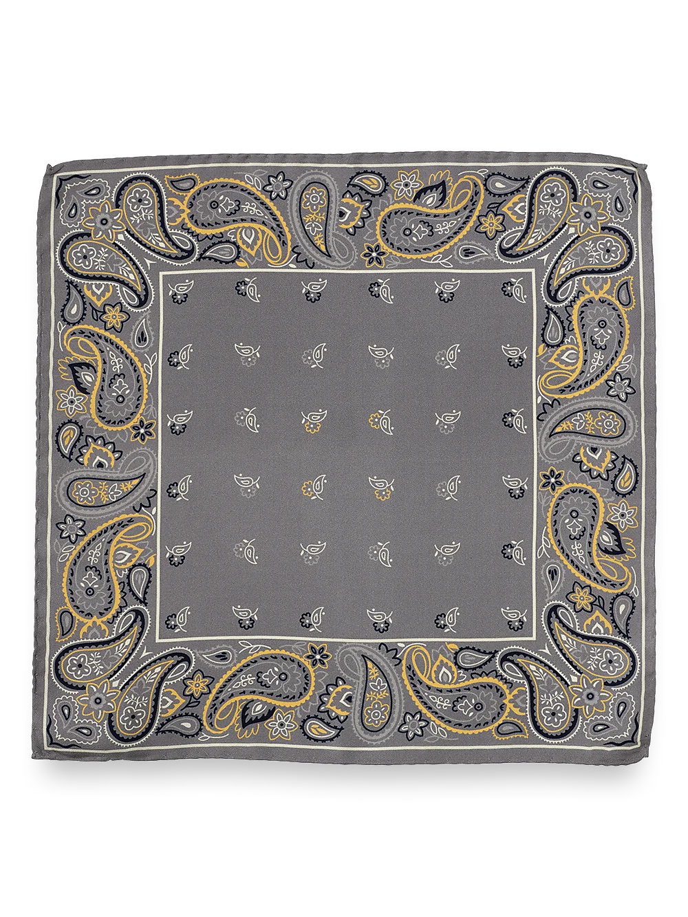 Paisley Silk Pocket Square - Grey Multi