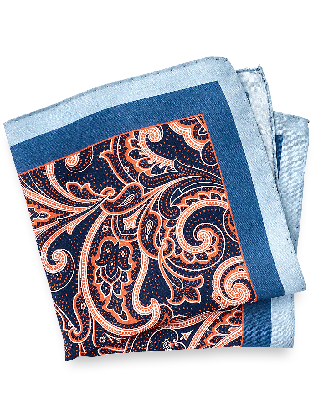 Paisley Silk Pocket Square - Blue/orange