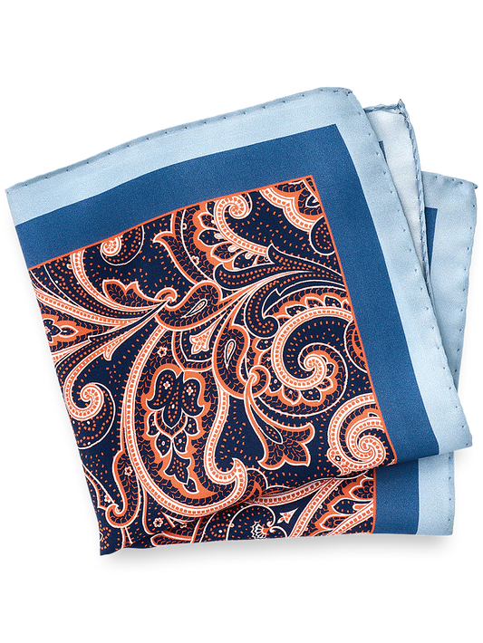 Paisley Silk Pocket Square - Blue/orange