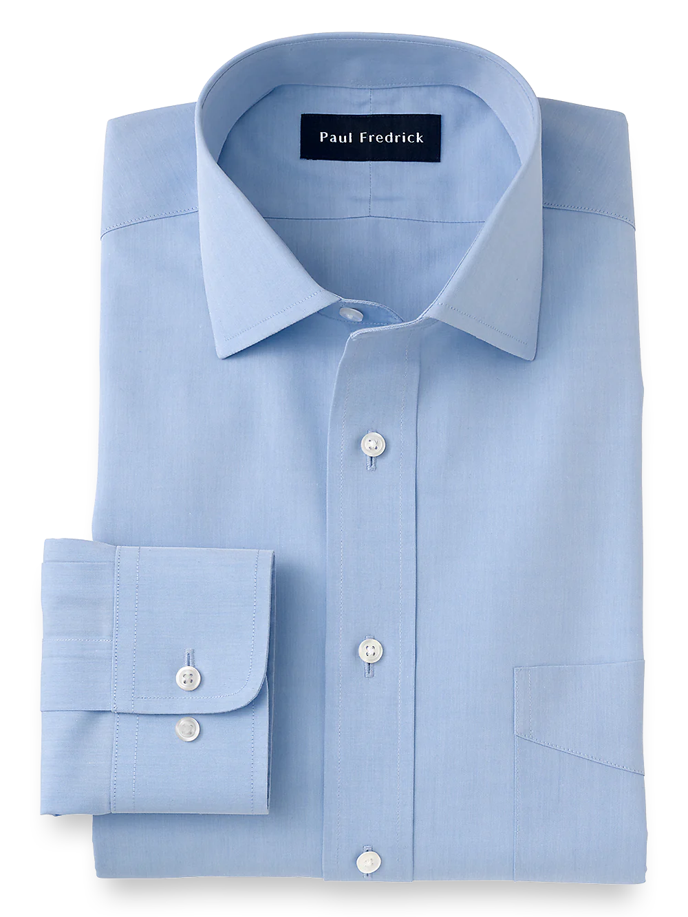 Supima Non-Iron Cotton Solid Color Spread Collar Dress Shirt - Blue