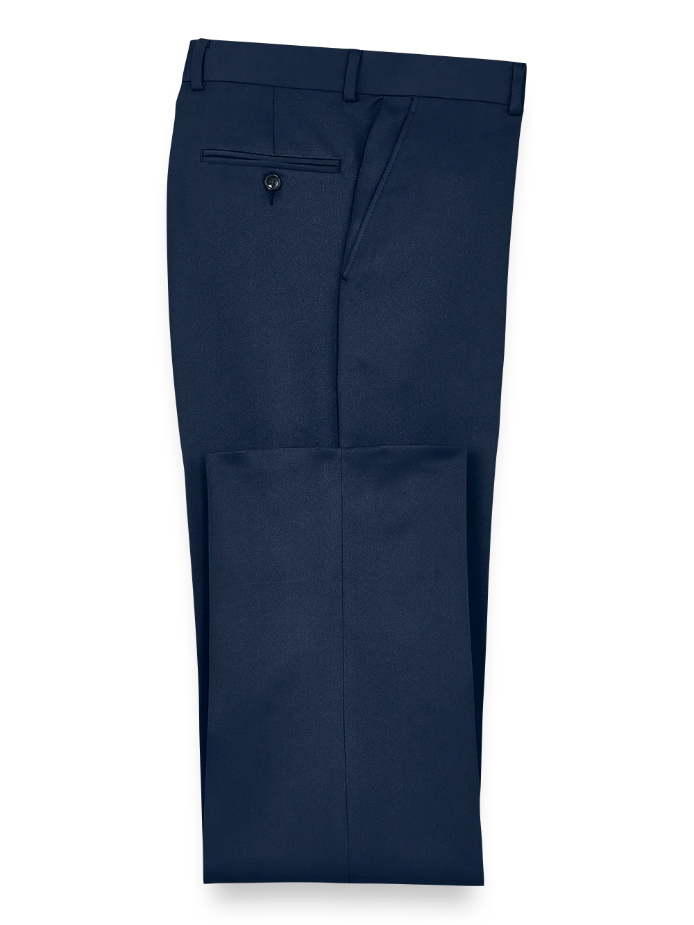 Solid Microfiber Flat Front Pants - Navy