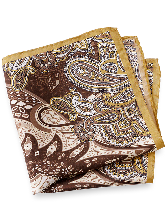 Paisley Silk Pocket Square - Gold/brown