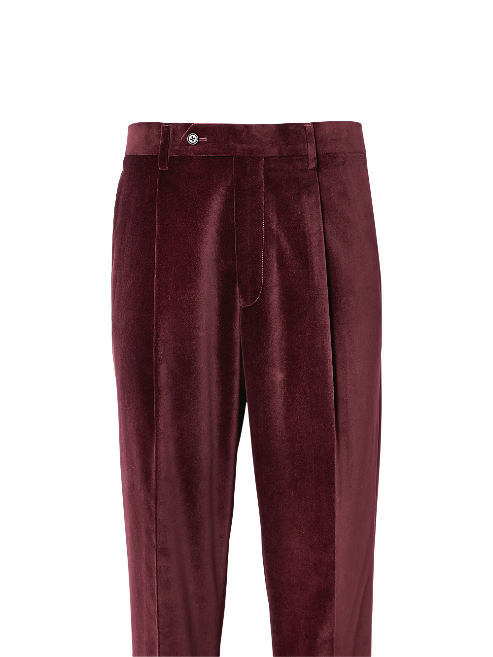 Cotton Velvet Single-Pleat Suit Pants - Wine