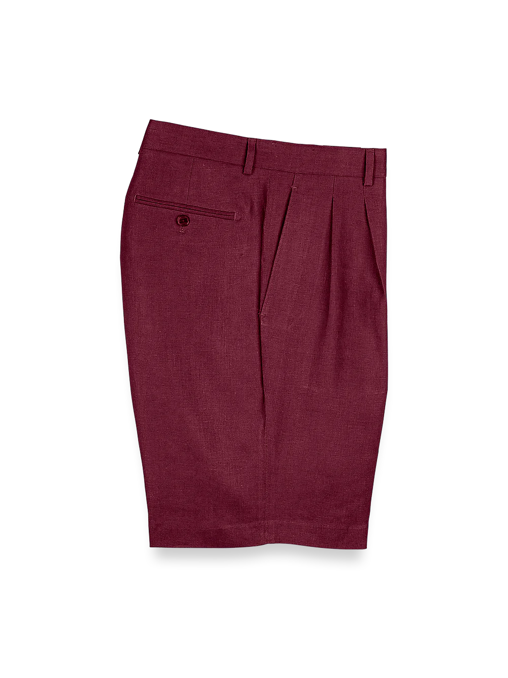 Linen Pleated Shorts - Burgundy