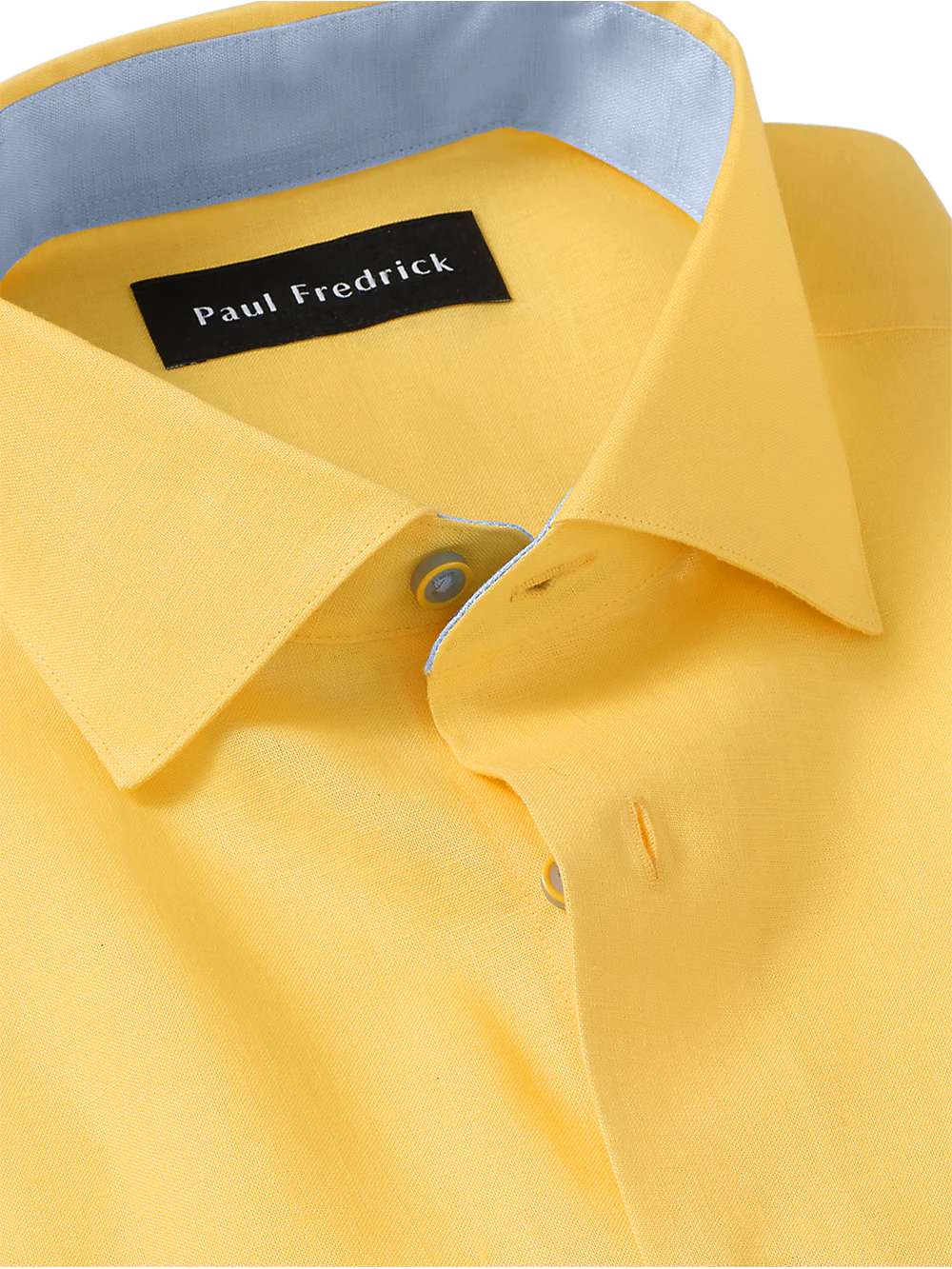 Non-Iron Linen Solid Dress Shirt With Contrast Trim - Yellow