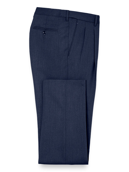 Classic Fit Essential Wool Pleated Suit Pants - Navy