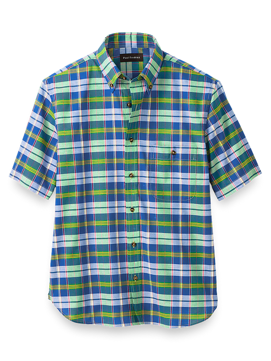 Cotton Madras Plaid Casual Shirt - Green Multi