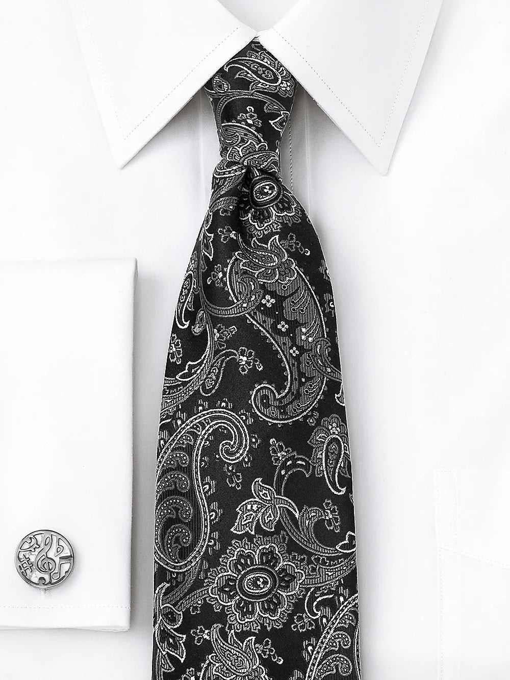 Paisley Woven Silk Tie - Black