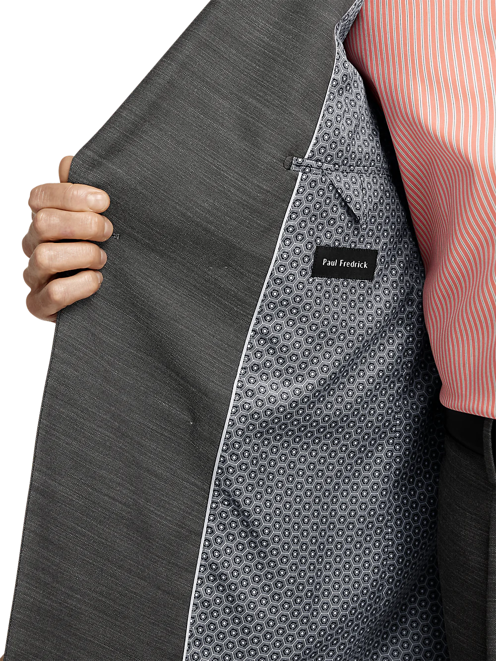 Performance Blend Double Breasted Peak Lapel Suit Jacket - Charcoal