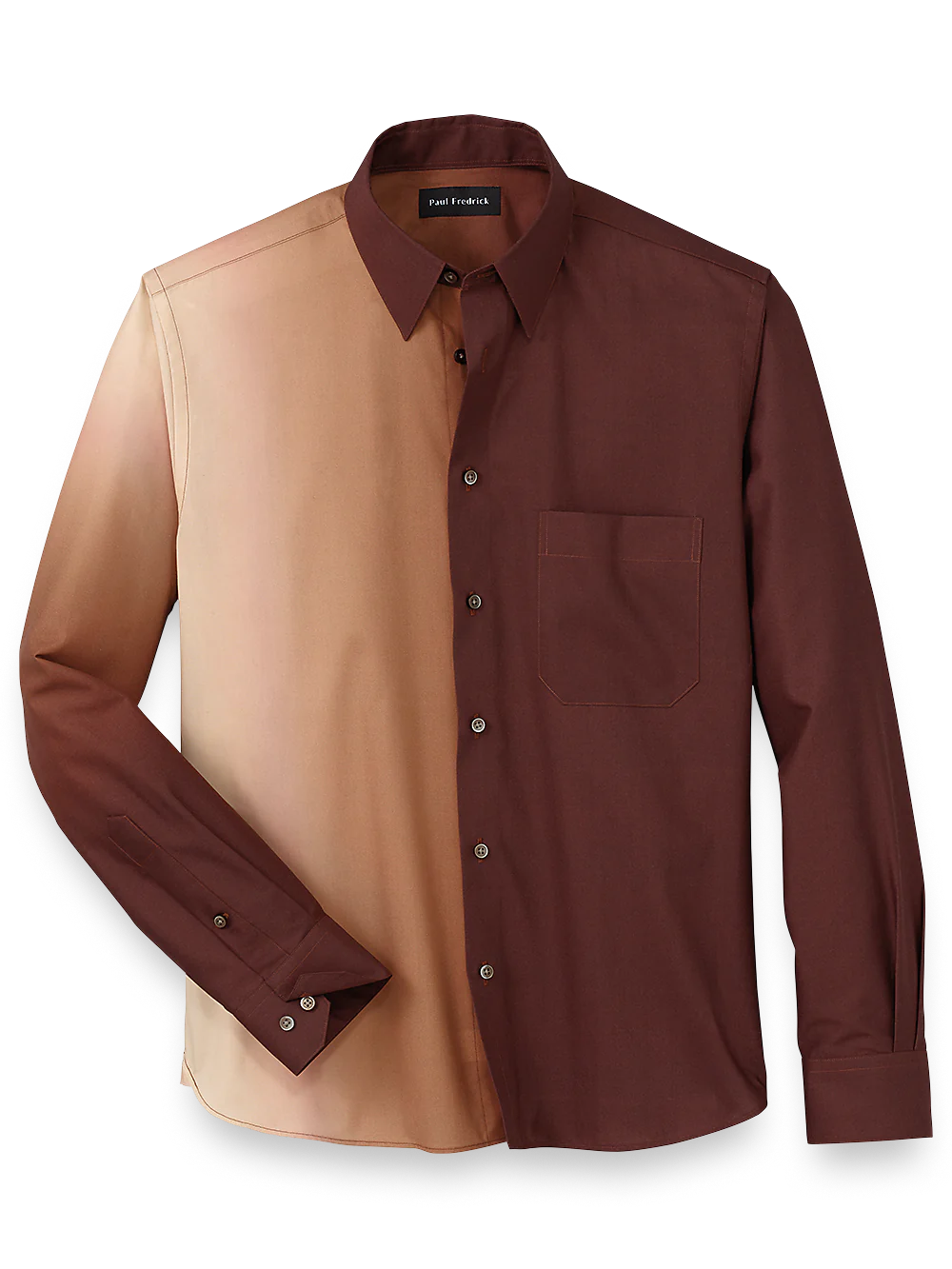 Cotton Ombre Print Casual Shirt - Brown