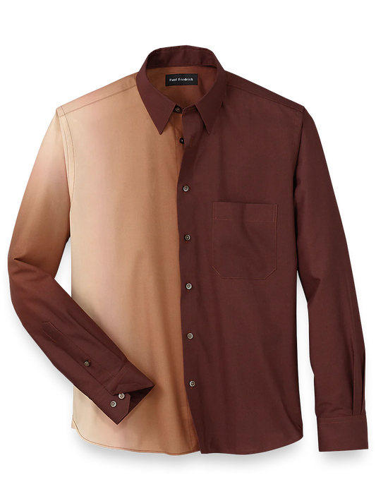 Cotton Ombre Print Casual Shirt - Brown