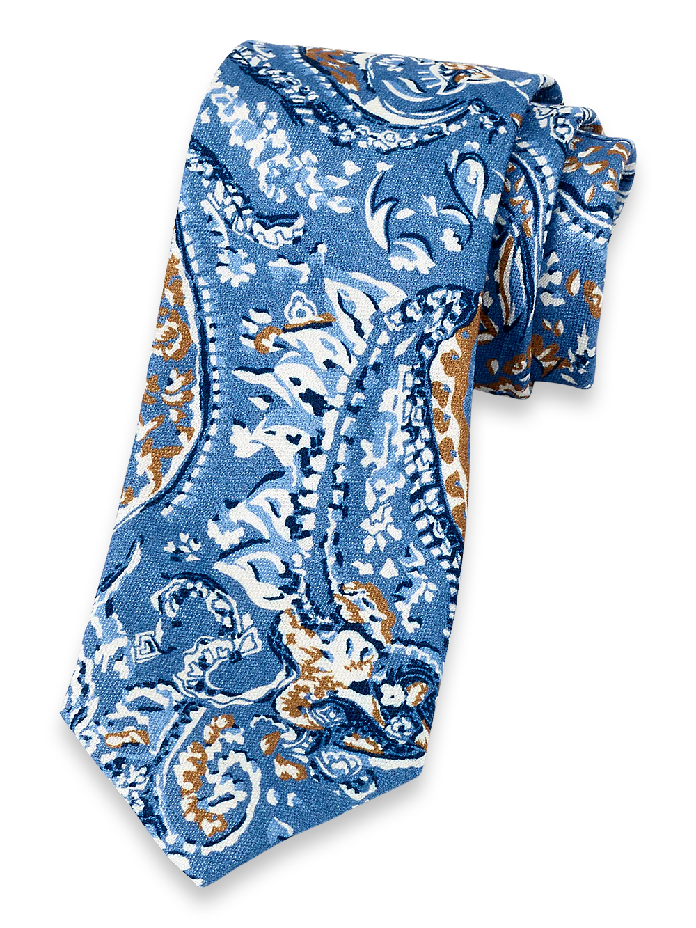 Paisley Woven Silk Tie - Blue/tan