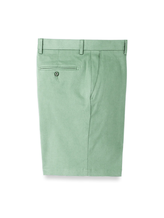 Cotton Stretch Twill Flat Front Shorts - Moss