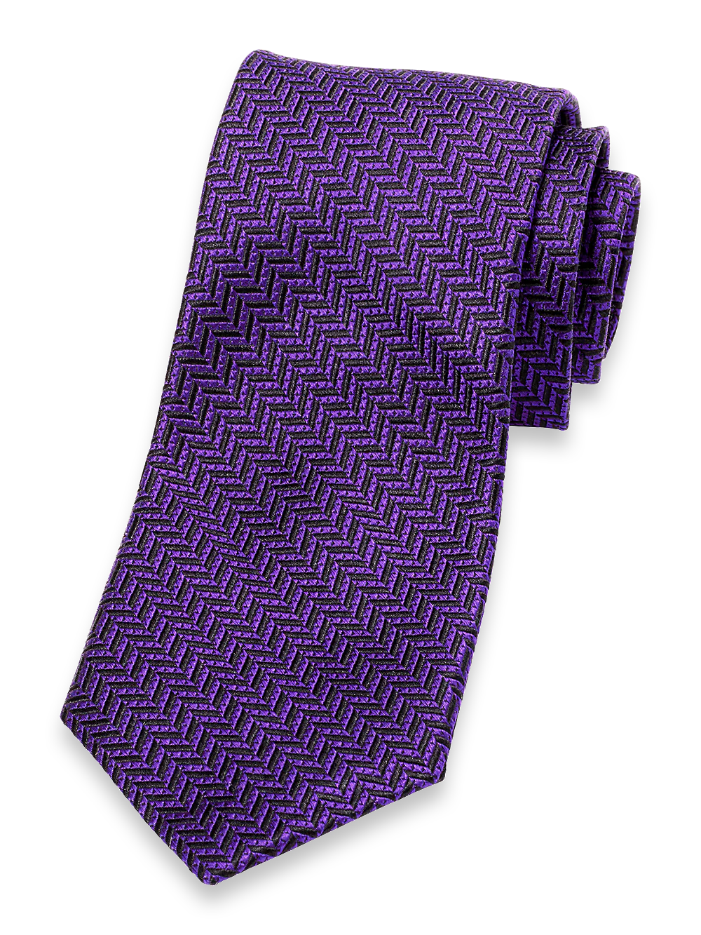 Herringbone Woven Silk Tie - Purple