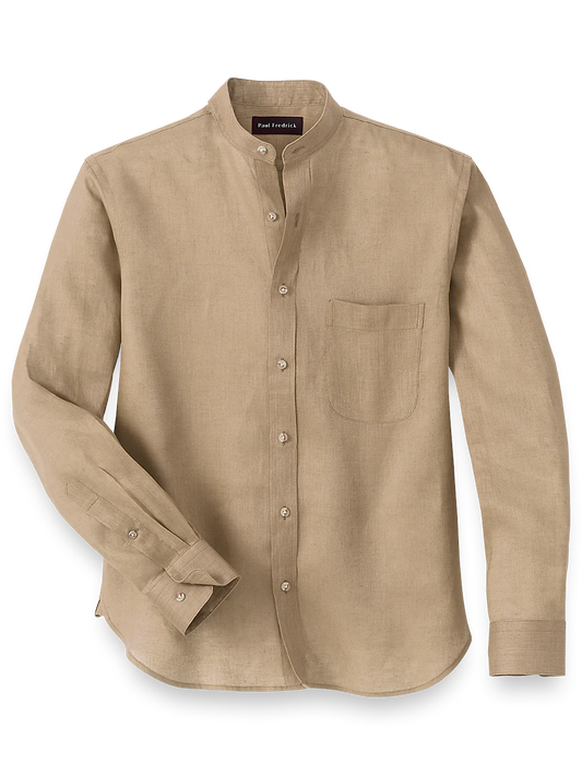 Linen Solid Casual Shirt - Khaki