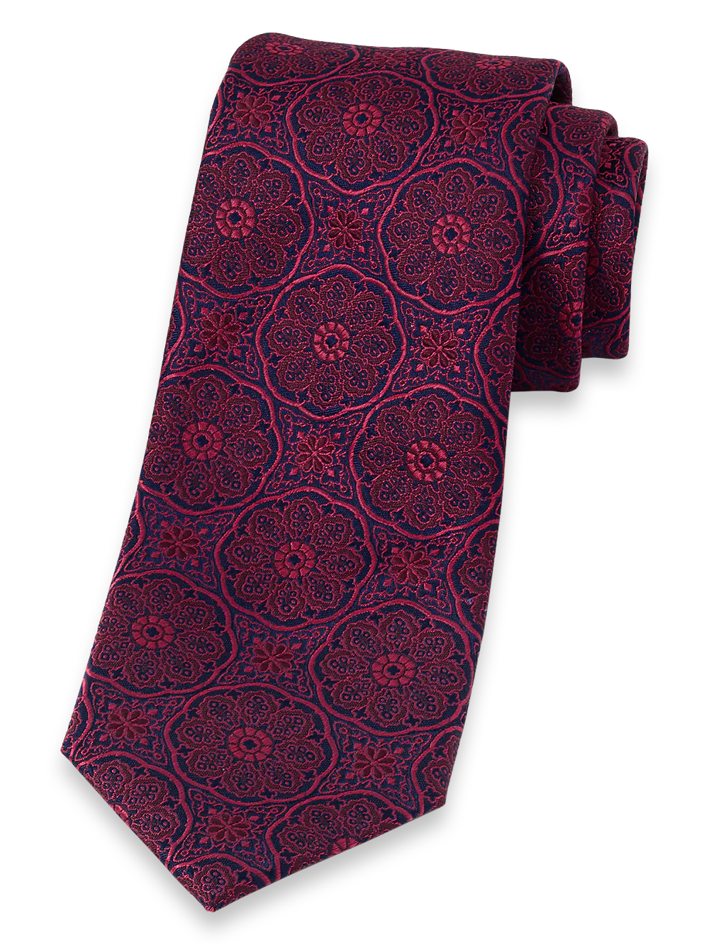 Medallion Woven Silk Tie - Red