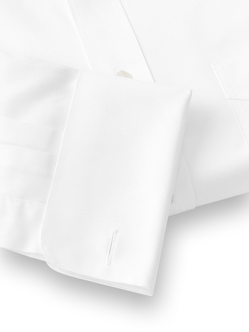 Pure Cotton Pinpoint Edge-stitched Straight Collar French Cuff Dress Shirt - White