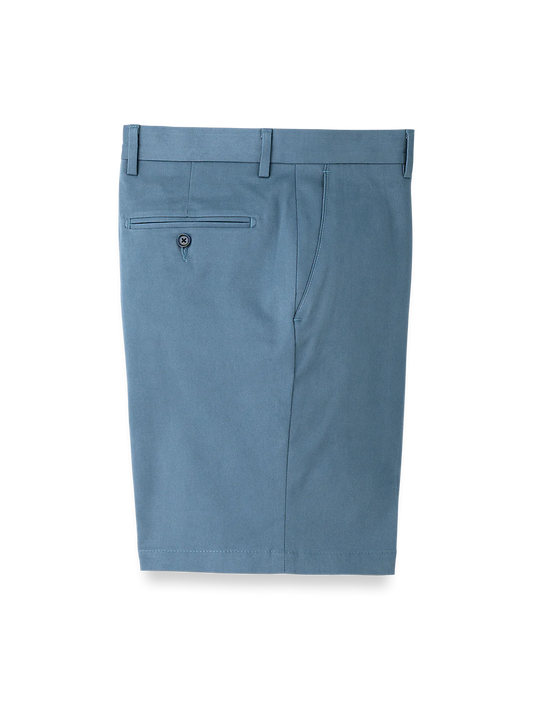 Cotton Stretch Twill Flat Front Shorts - Blue