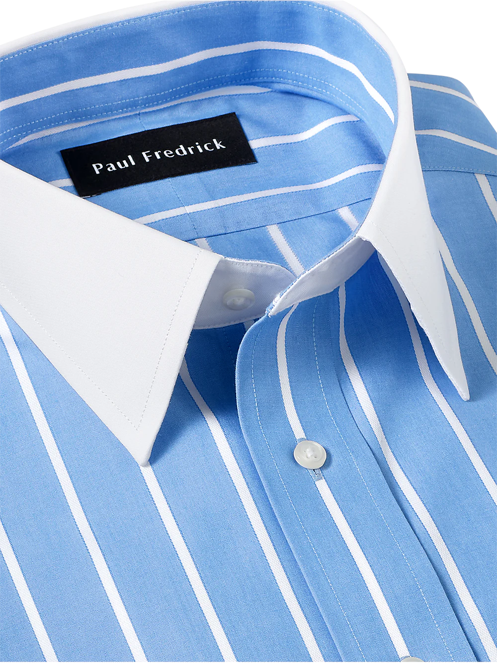 Non-Iron Cotton Stripe Dress Shirt - Blue