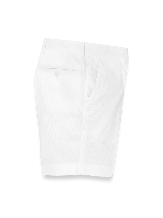 Cotton Seersucker Shorts - White