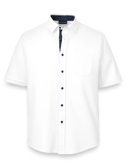 Cotton Button Front Polo - White