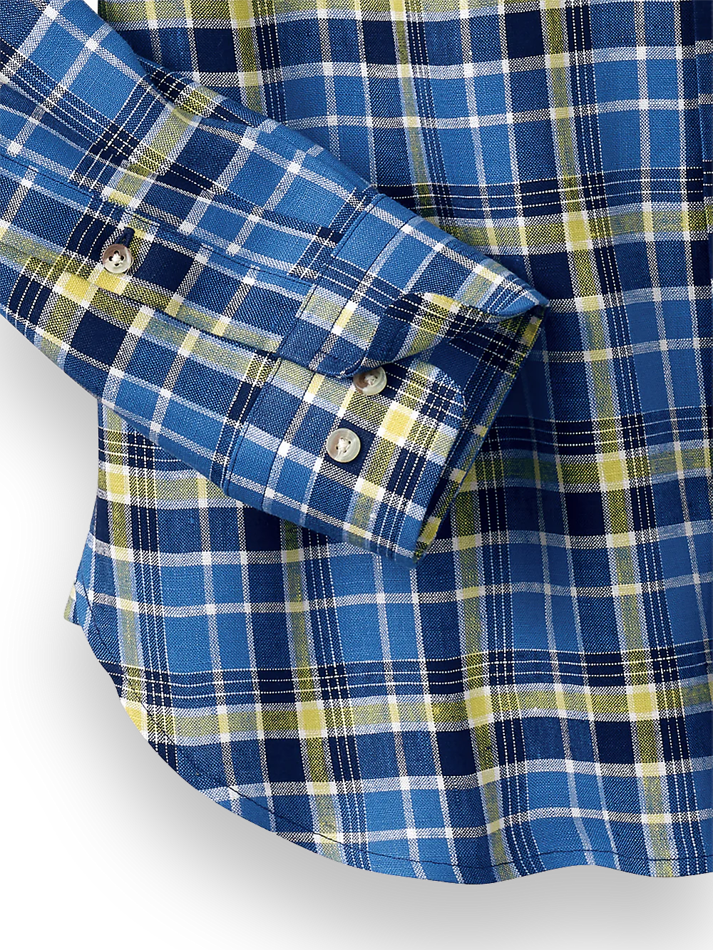 Linen Plaid Casual Shirt - Blue/yellow