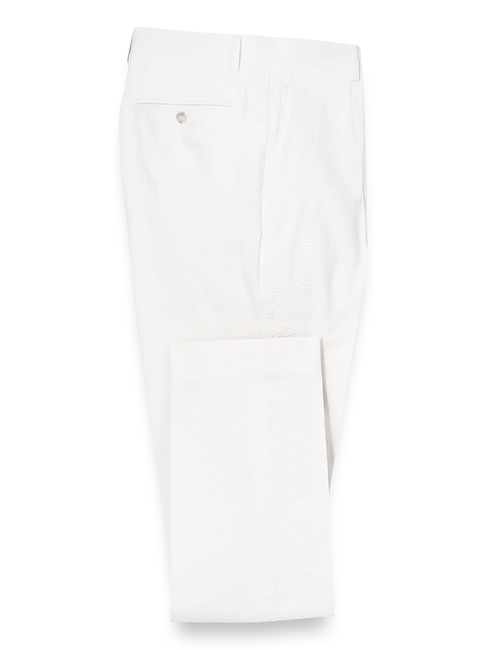 Cotton Stretch Seersucker Single Pleat Suit Pants - White