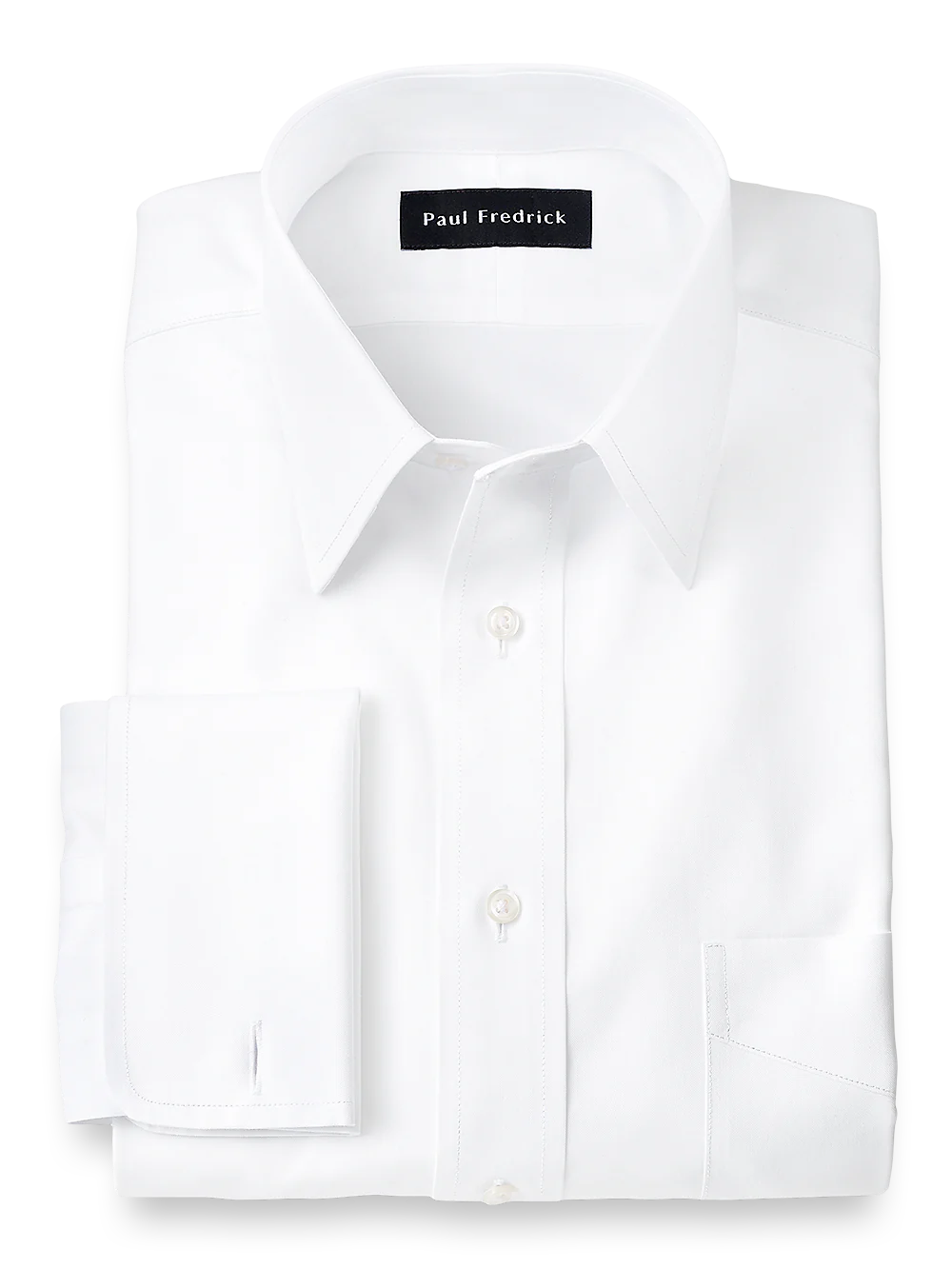 Impeccable Non-Iron Cotton Pinpoint Straight Collar French Cuff Dress Shirt - White