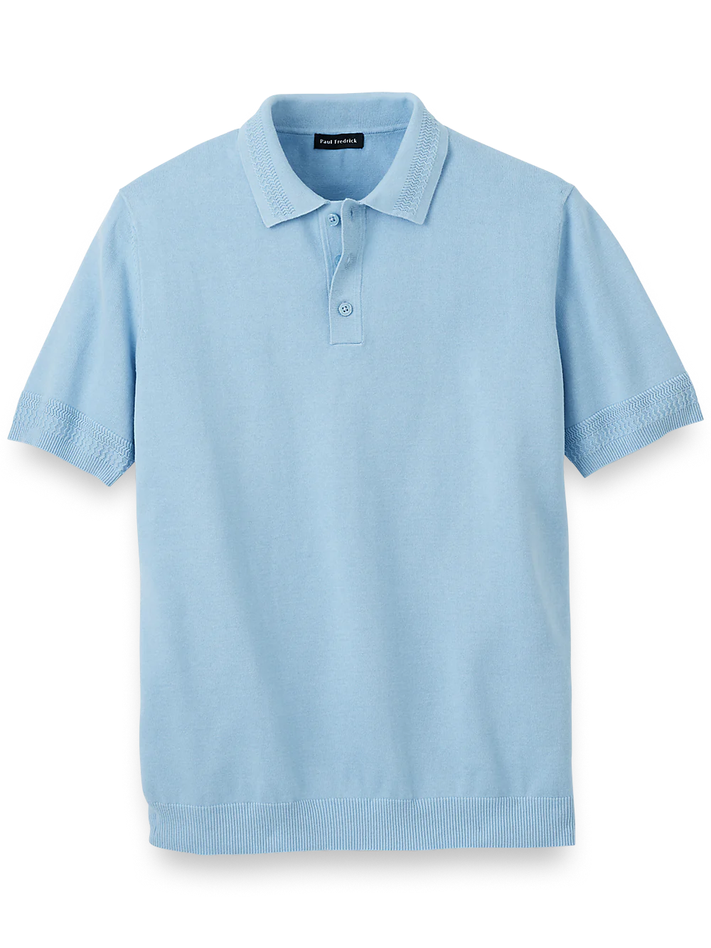 Cotton Three Button Polo - Ice Blue