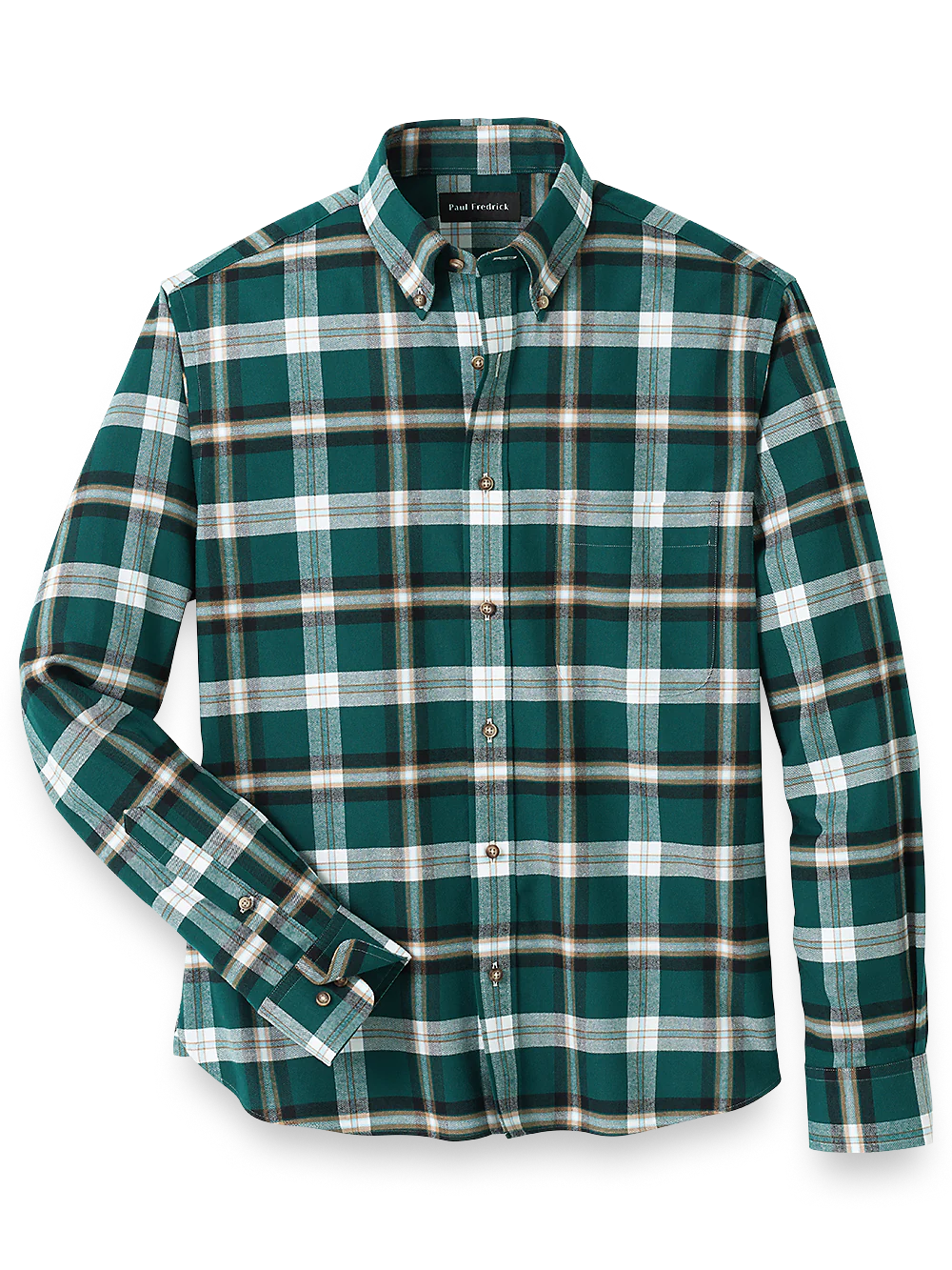 Brushed Twill Plaid Casual Shirt - Green