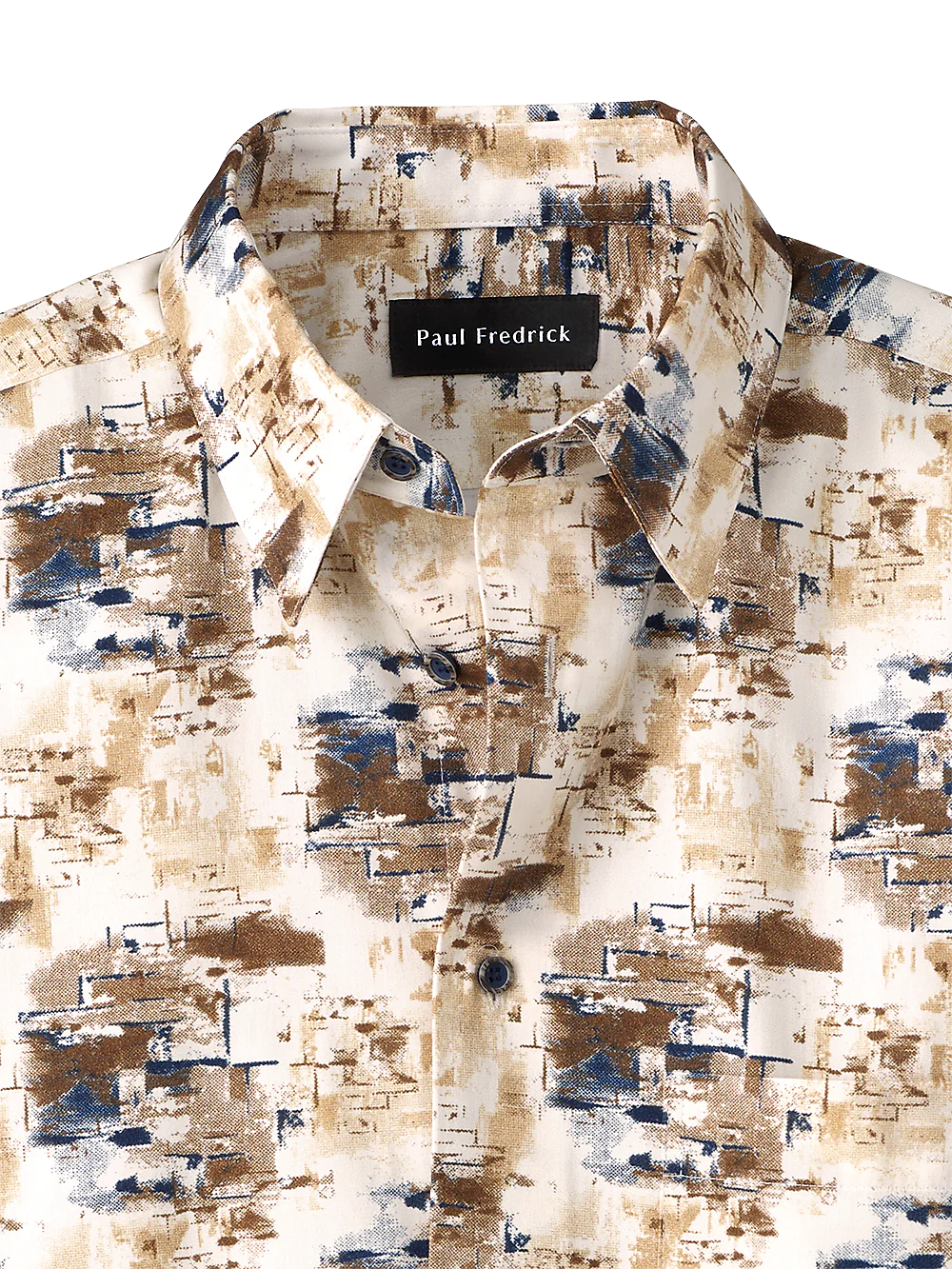 Cotton Abstract Print Casual Shirt - Ivory/brown