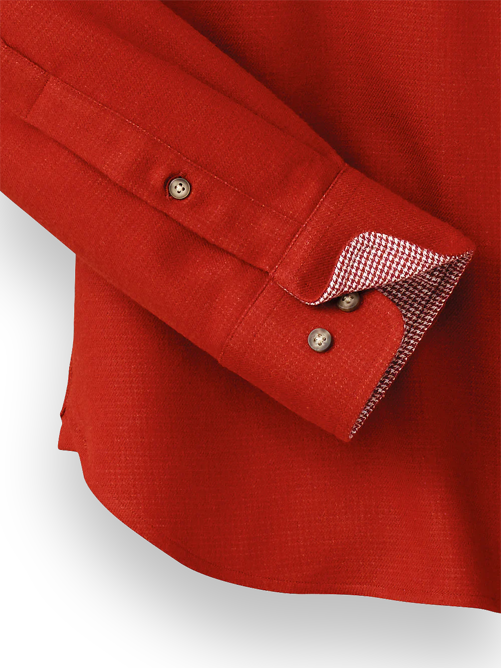 Brushed Twill Solid Casual Shirt With Contrast Trim - Rust