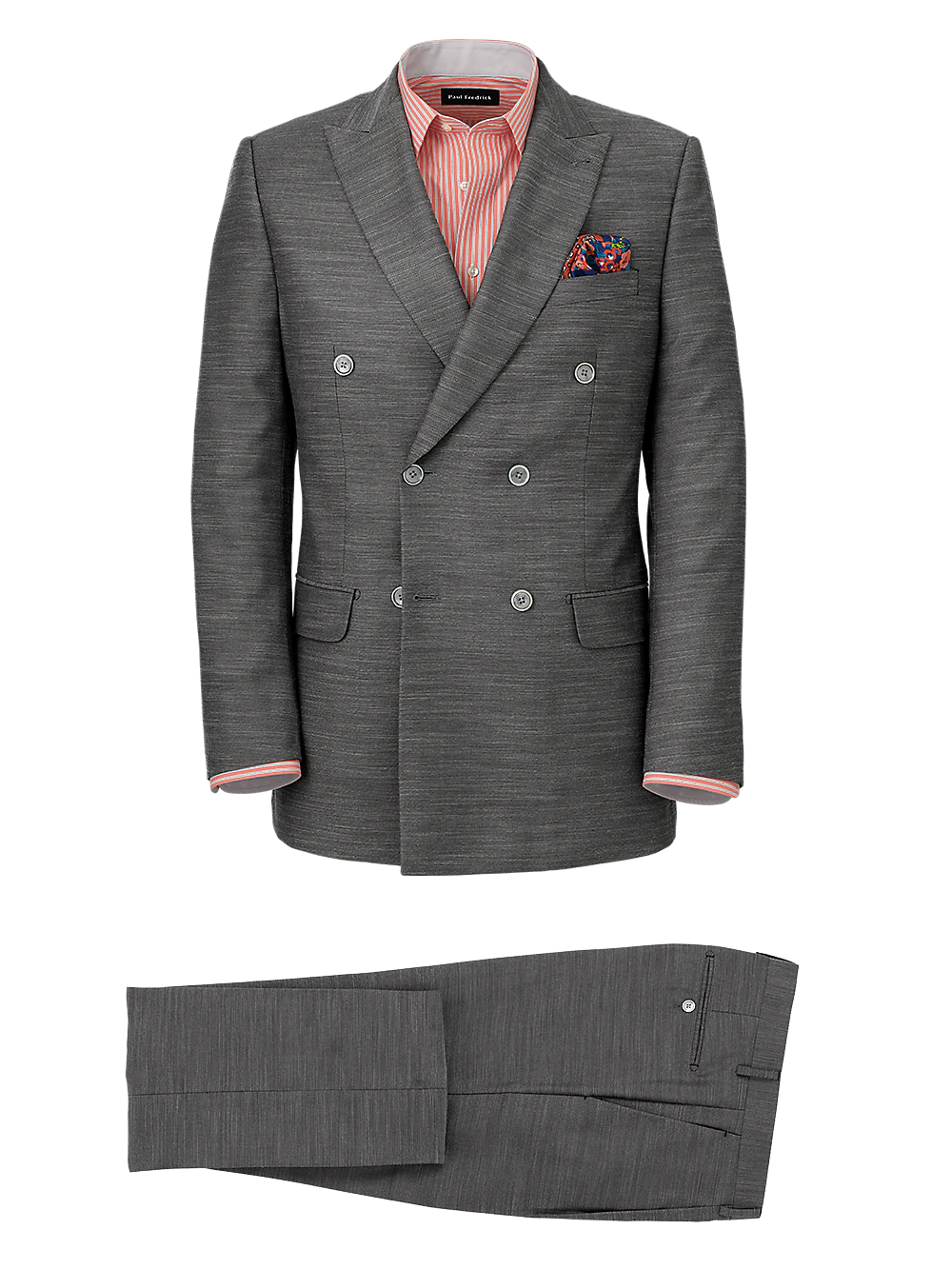 Performance Blend Double Breasted Peak Lapel Suit - Charcoal