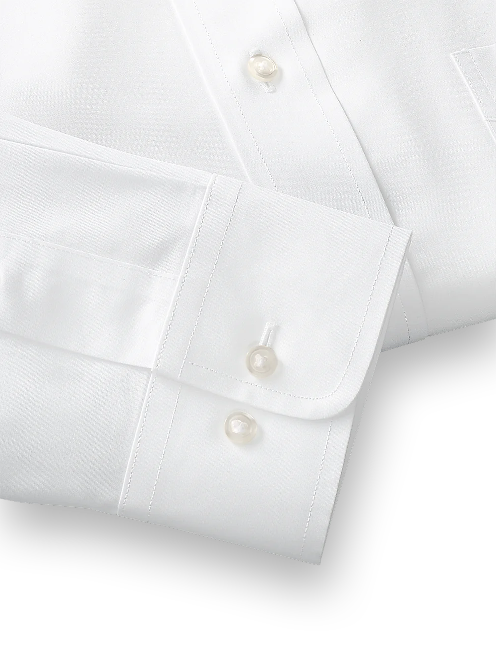 Supima Non-Iron Cotton Solid Color Straight Collar Dress Shirt - White