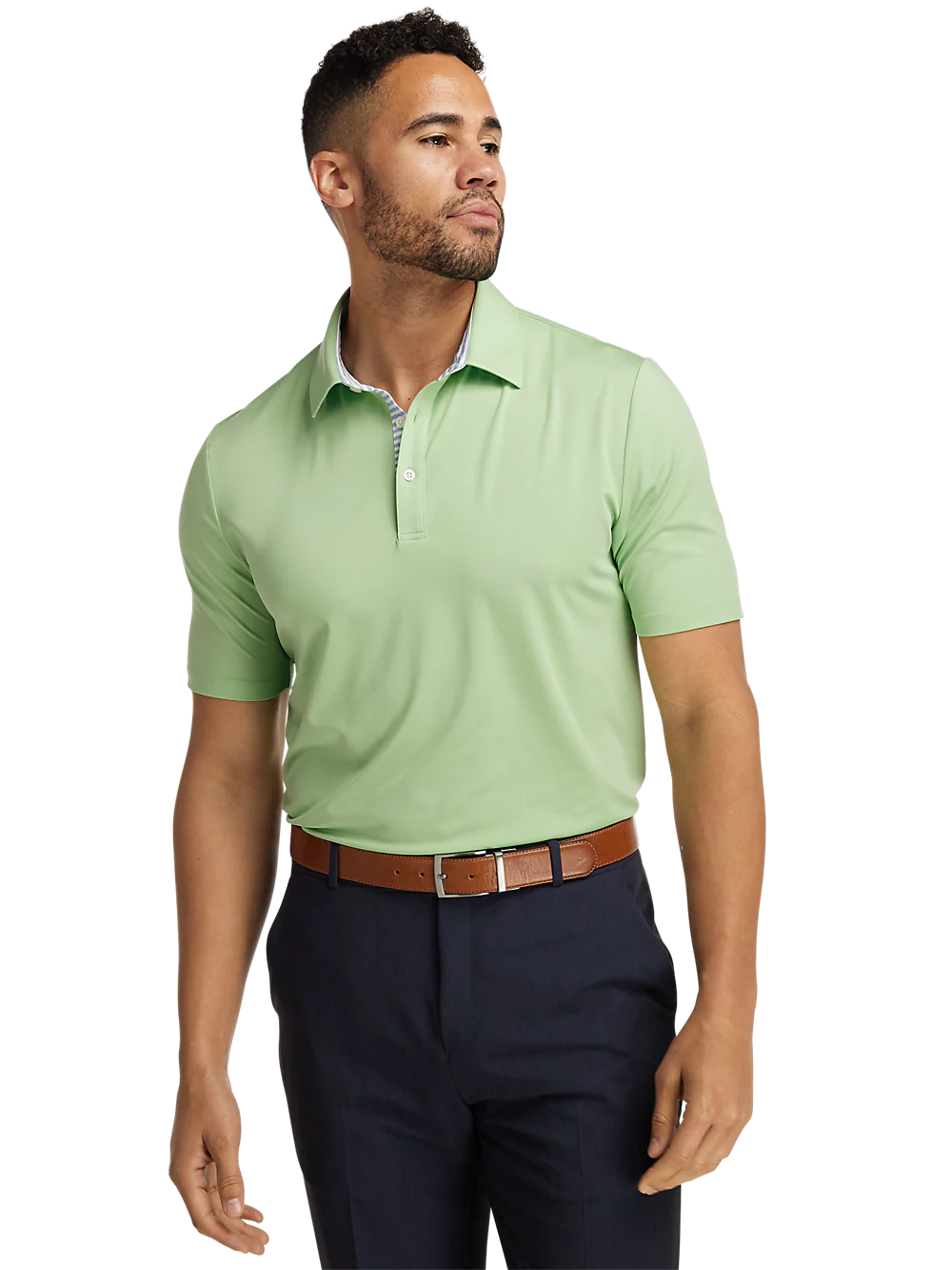 Performance Blend Three Button Polo - Light Green