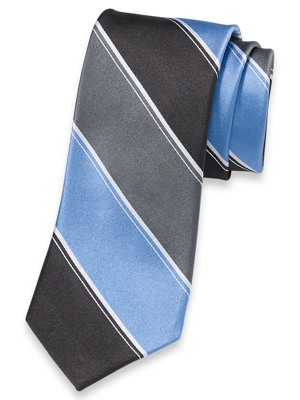 Stripe Woven Silk Tie - Blue/grey