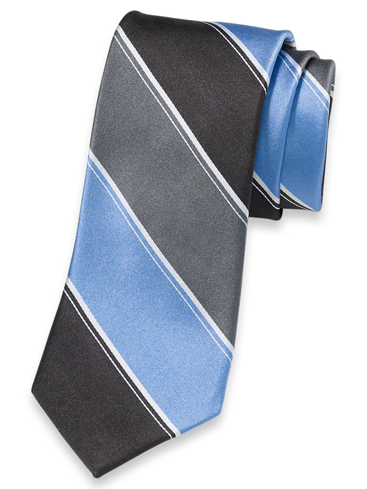 Stripe Woven Silk Tie - Blue/grey