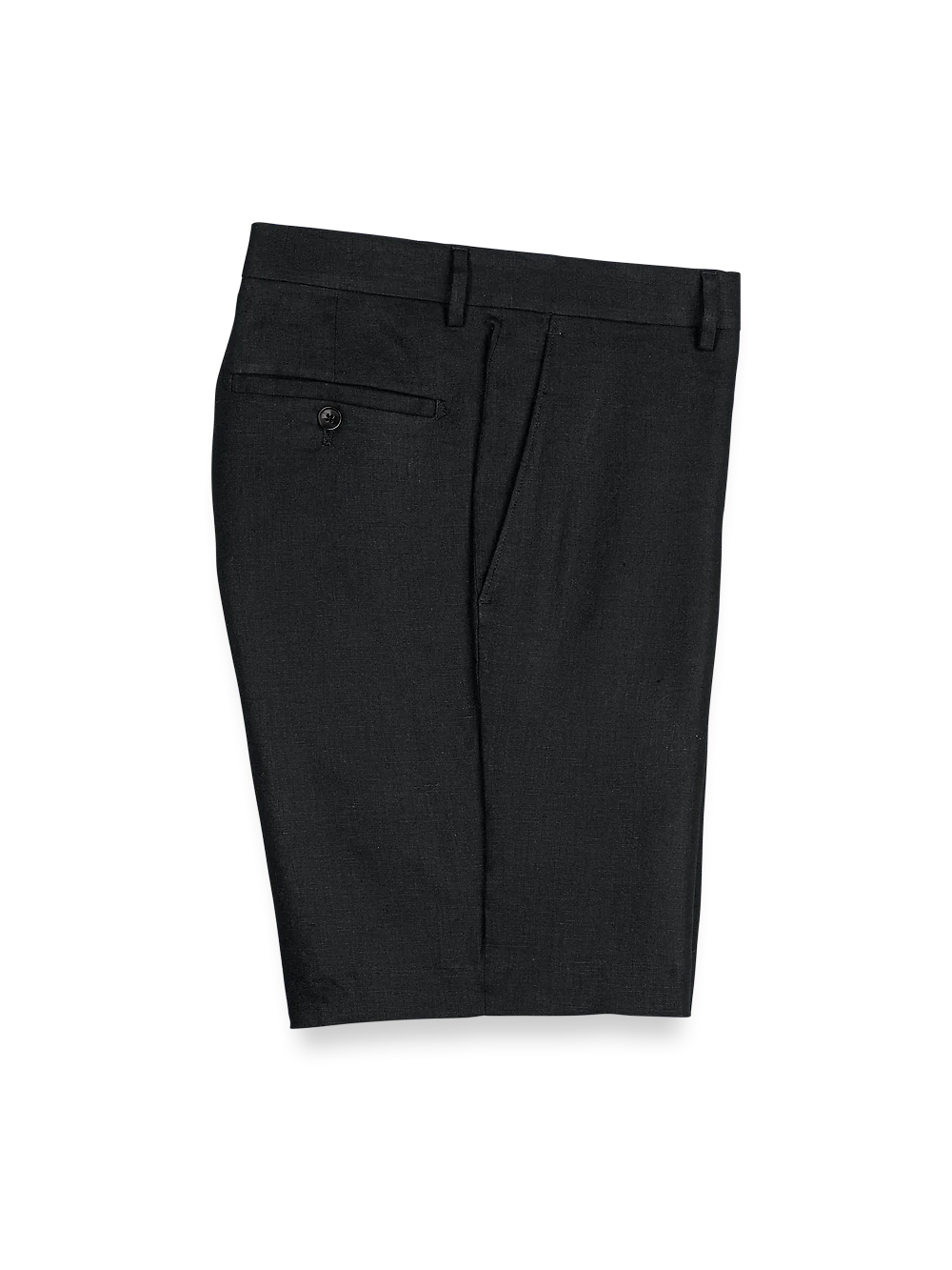 Linen Flat Front Shorts - Black