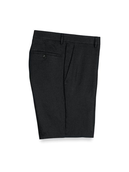 Linen Flat Front Shorts - Black