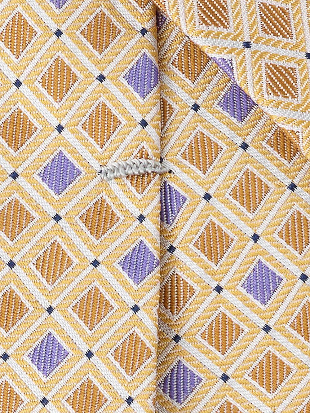 Geometric Woven Silk Tie - Gold/purple