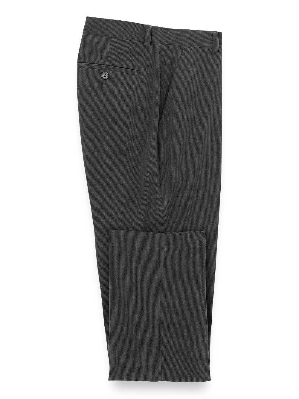 Corduroy Flat Front Pants - Charcoal