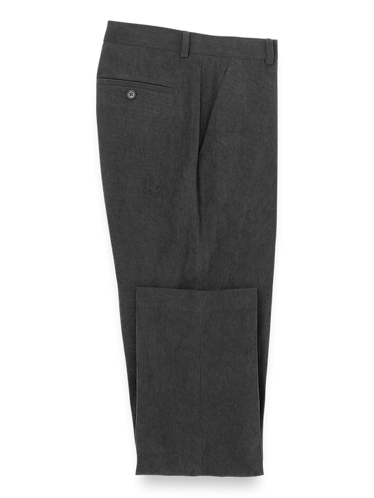 Corduroy Flat Front Pants - Charcoal